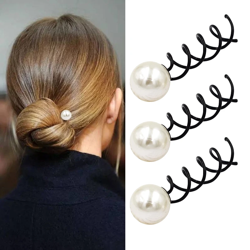 Top Trends: Korean Black Pearl Spiral Spin Screw Bobby Pin Hair Clip Twist Braiders Barrette Black Hairpins Hair Braider Styling Accessories Shoppable Styles