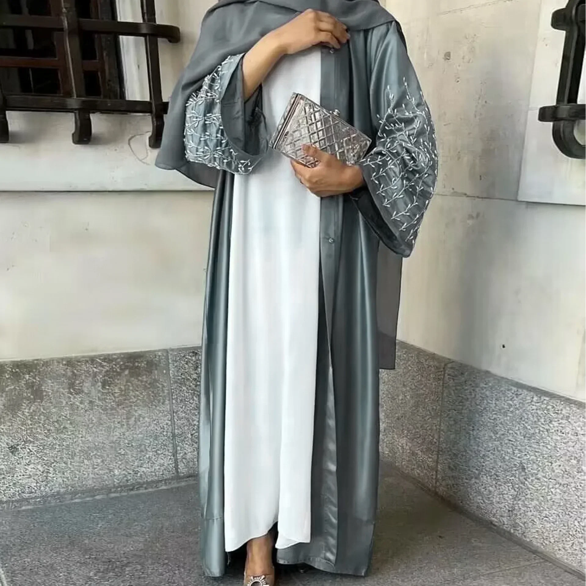 Top Trends: Summer Open Abaya Kimono Dubai Party Kaftan Solid Beaded Muslim Fashion Hijab Dress Abayas For Women Turkey Islam Modest Outfit Shoppable Styles