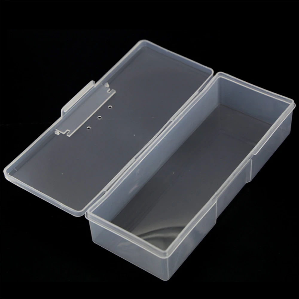 Top Trends: 1pc Nail Art Rectangle Plastic Transparent Storage Box Nail Rhinestone Brush Pen Buffer Grinding Files Organizer Container Case Shoppable Styles