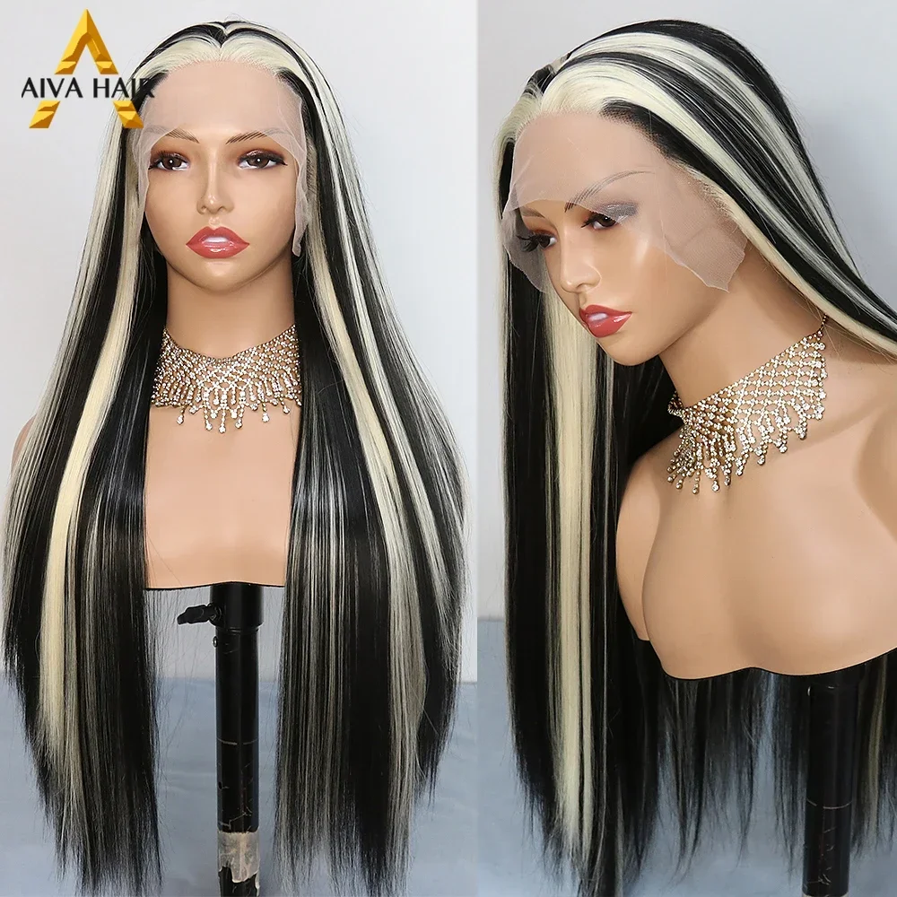 Top Trends: Blonde Black Color Synthetic 13X4 Lace Front Straight Heat Resistant Wig Drag Queen Cosplay Wigs For Black Women Pre Plucked Shoppable Styles