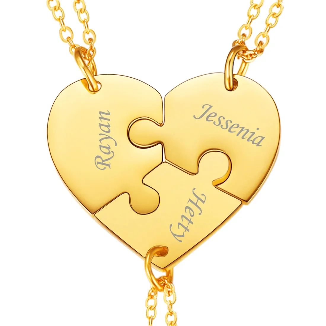 Top Trends: U7 Stainless Steel Heart Puzzel Necklace 2 / 3 / 4 / 5 / 6pcs / set Personalized Family Love Couple Friendship BFF Custom Engrave Jewelry Shoppable Styles