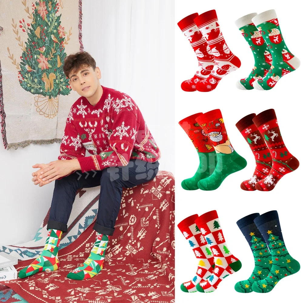 Top Trends: New Christmas Socks Men Funny 2023 Christmas Tree Snowflake Santa Claus Elk Snow Cotton Happy Socks Men New Year Sokken Harajuku Shoppable Styles