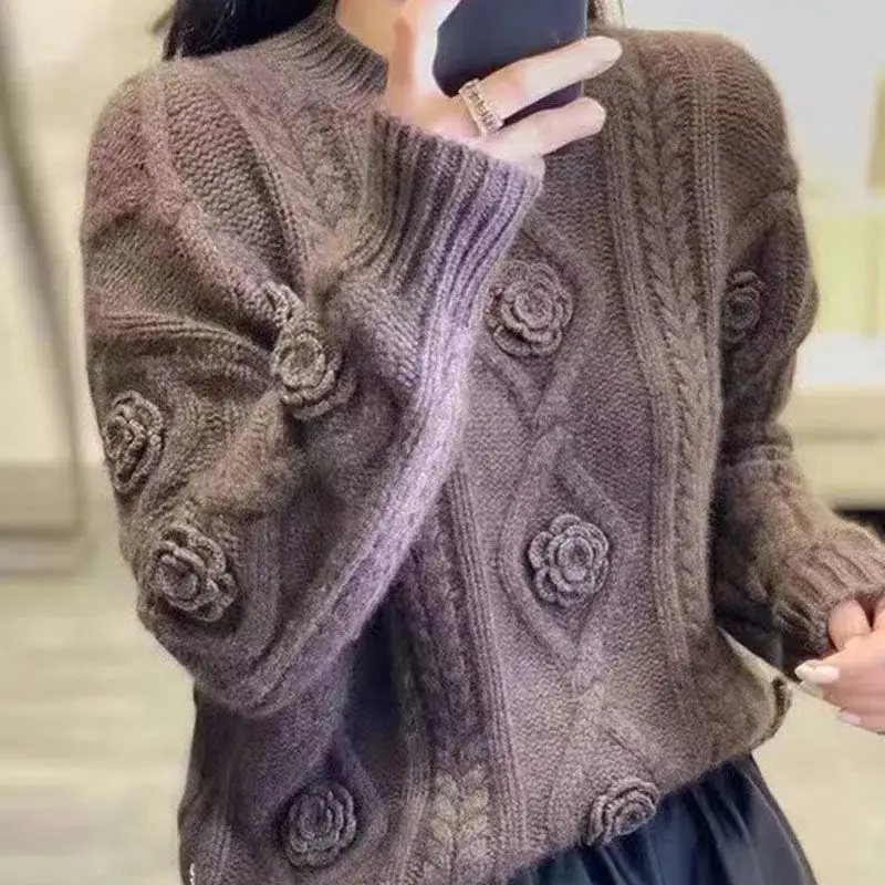 Top Trends: Fashion O-Neck Solid Color Loose Knitted Sweater Female Clothing 2023 Winter New Casual Pullovers All-match Tops Shoppable Styles