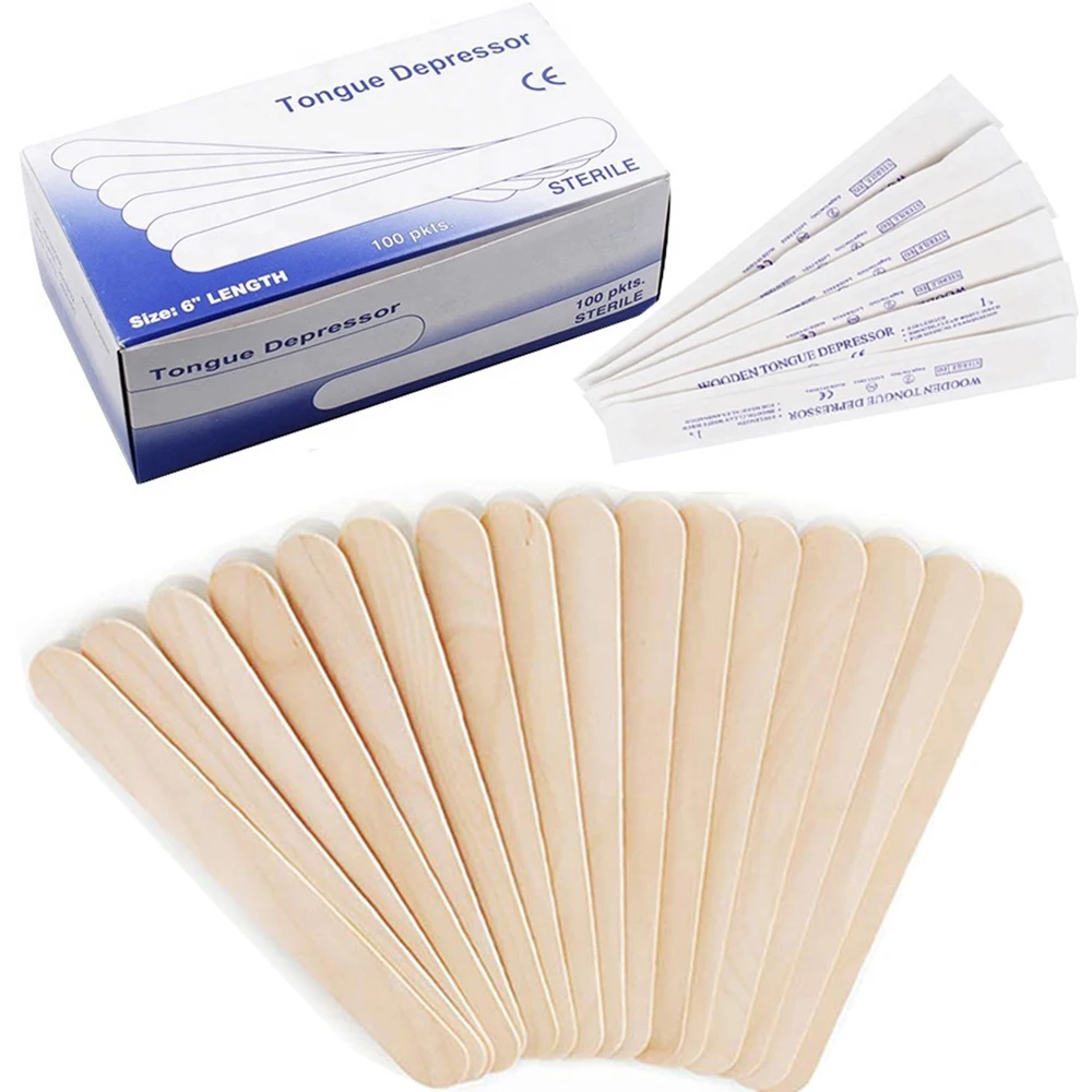 Top Trends: 5 / 50 / 100Pcs Disposable Wooden Tongue Depressor 15*1.8cm Tattoo Accessories Surgical Tongue Depressors Tool Shoppable Styles