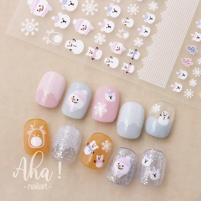 Top Trends: Winter Snowman Nail Sticker Christmas Series Decal Cartoon Santa Claus Elk Bear Penguins Sliders New Year Manicure Decoration Shoppable Styles