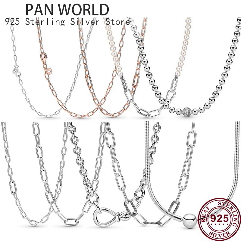 Top Trends: Hot Selling 925 Sterling Silver Shining Chain Link Me Series Original Women&#039;s Logo Necklace High Quality DIY Charm Jewelry Shoppable Styles