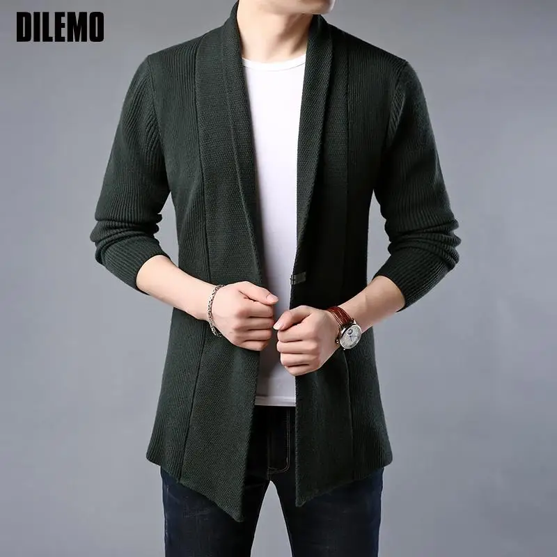 Top Trends: Top Grade New Brand Knit Fashion Cardigan Men Sweater Korean Woolen Casual Long Slim Fit Coats Japanese Jacket Men Clothes Shoppable Styles