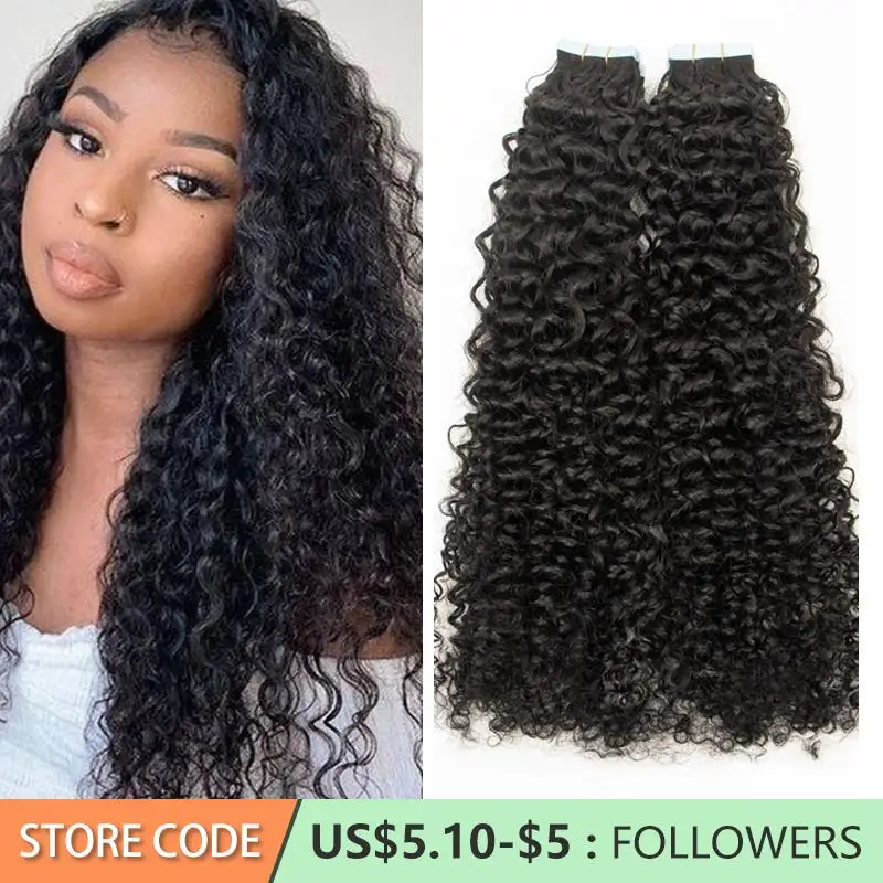 Top Trends: Curly Tape In Extensions Human Hair Remy Kinky Curly Tape In Extensions 10-24 Inch Curly Hair Bundles 20 PCS / Pack Shoppable Styles