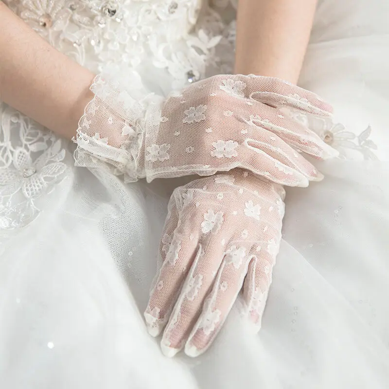 Top Trends: White Full Fingers Short Lace Wedding Bridal Gloves Bride Party Prom New Gloves Shoppable Styles