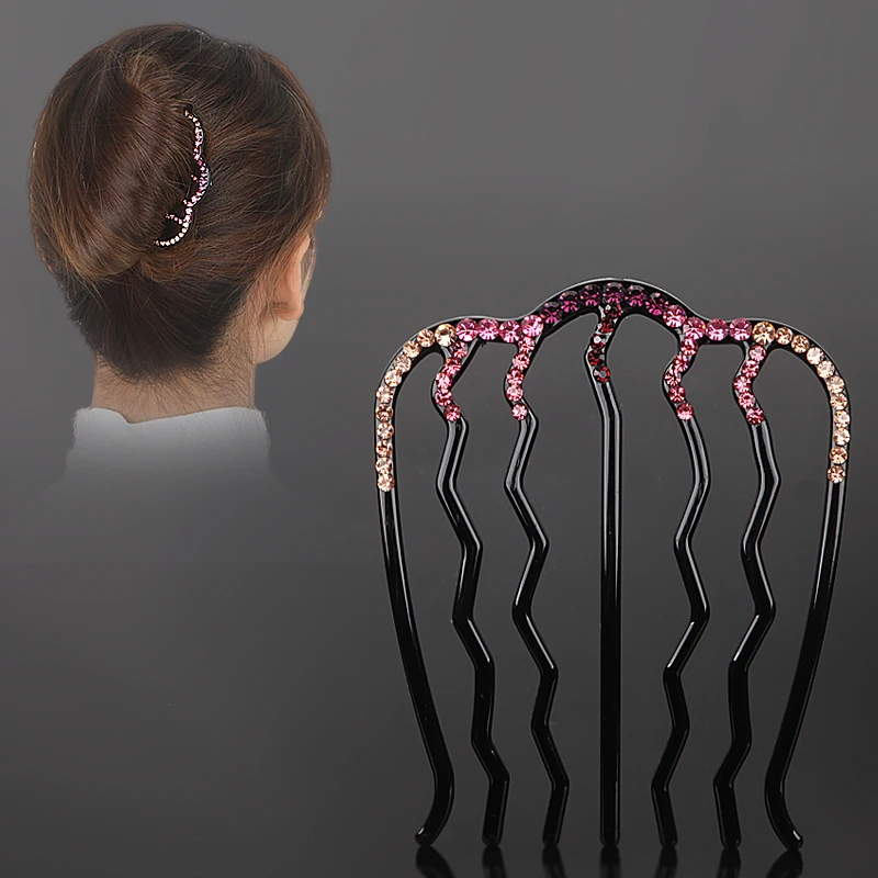 Top Trends: Rhinestone Hair Comb Hairpins Crystal Women Hair Clip Maker Bun For Girls Fashion Ponytail Holder Hair Accessories Headdress Shoppable Styles