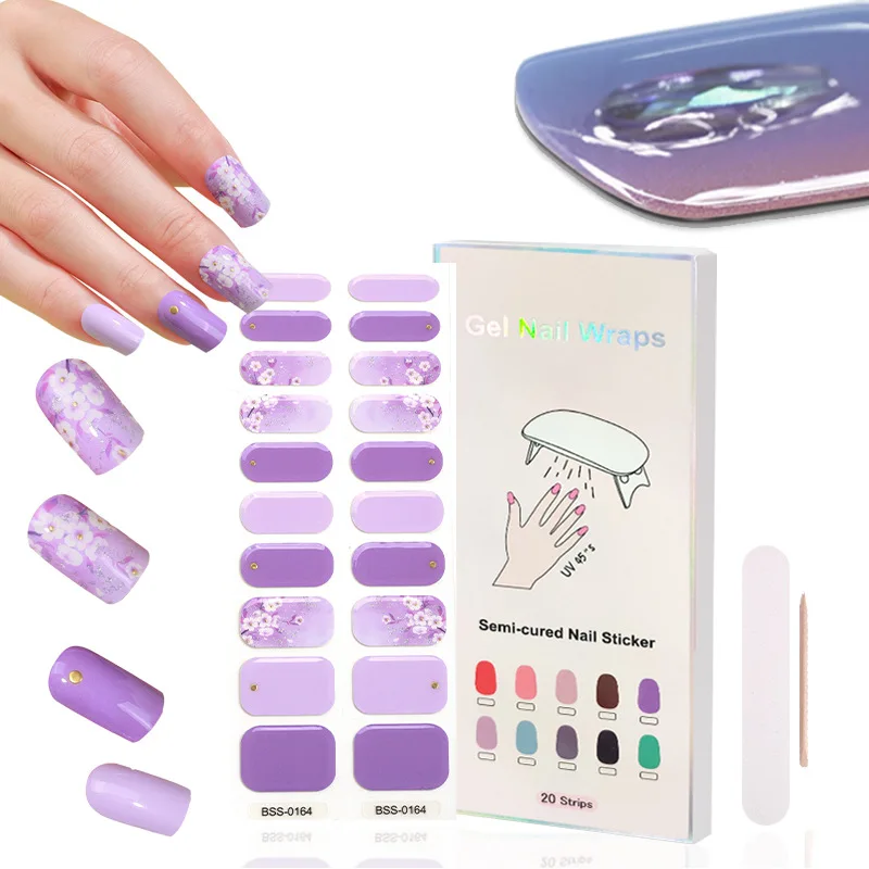 Top Trends: 20tip Semi Cured Gel Nails Art Sliders Manicure UV LED Lamp Semi Cured Gel Design Nail Decals Waterproof Nail Sticker Decoration Shoppable Styles