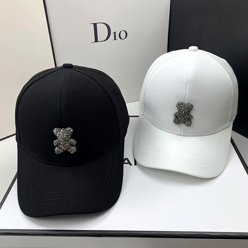 Top Trends: Fashion Designer Summer Baseball Cap For Women Korean Wild Bear Rhinestone Caps SunHats Street Kpop Outdoor Visors Hip Hop Hat Shoppable Styles