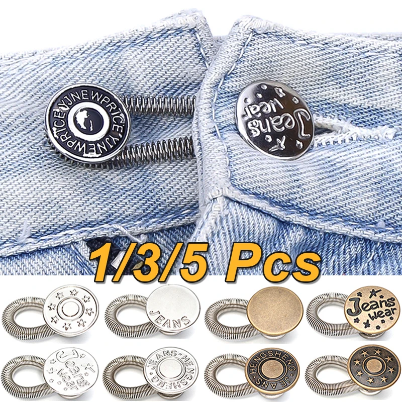 Top Trends: 1 / 3 / 5pcs Adjustable Metal Button Extender Pants Jeans Free Sewing Retractable Buckles Waist Extenders Buttons Waistband Expander Shoppable Styles