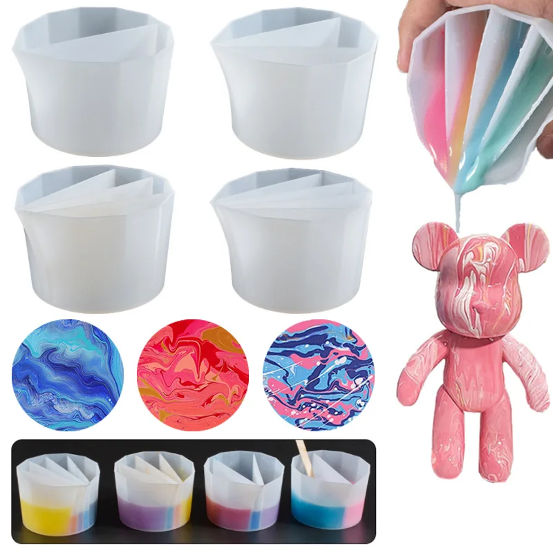 Top Trends: 2 / 3 / 4 / 5 Grid Silicone Measuring Cup Split Cup Multi-cavity Mixed Color Split Cup DIY Epoxy Resin Jewelry Accessories Making Tool Shoppable Styles