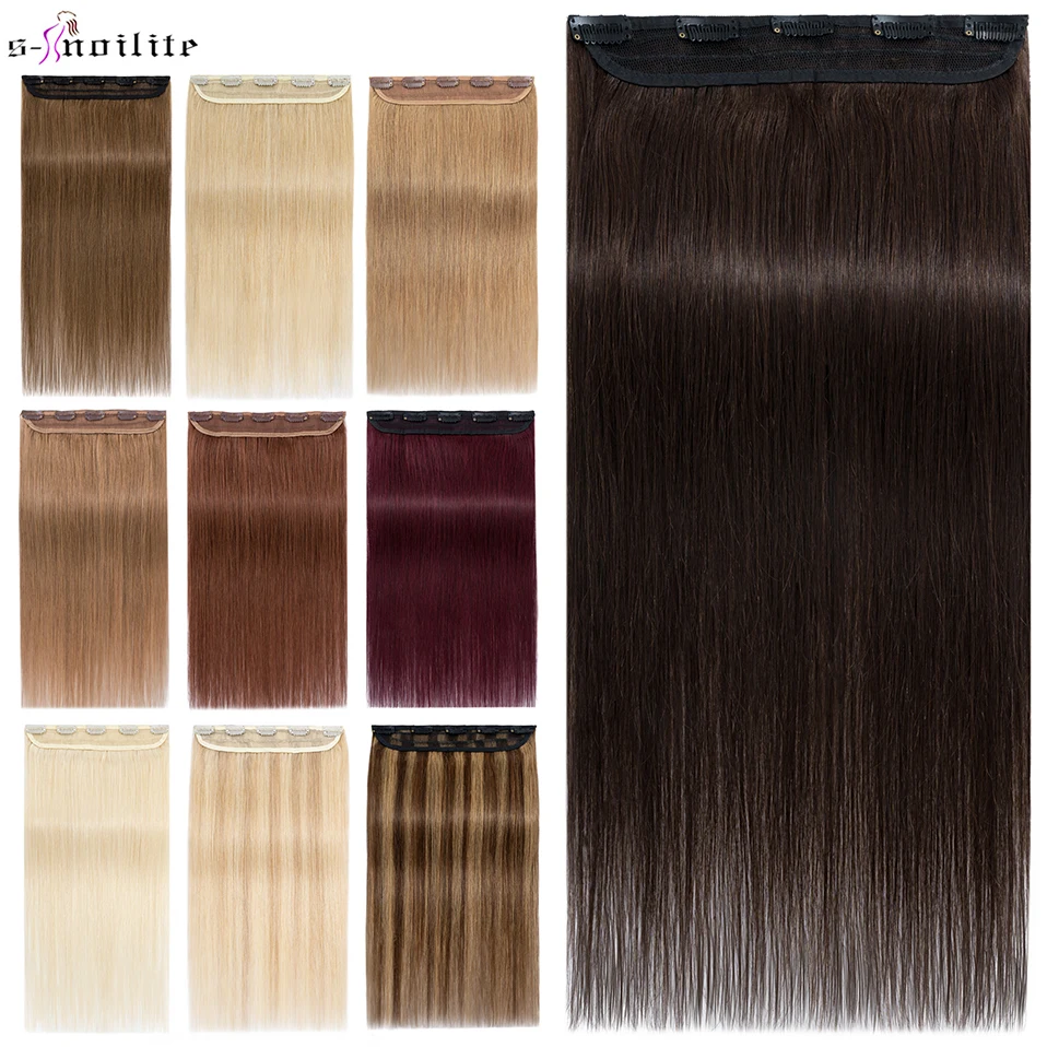 Top Trends: S-noilite 40-60g Clip In Hair Extensions Human Hair 22inch Natural Extension Hair Clip 3 / 4 Full Head Natural Hair Healthy Tail Shoppable Styles