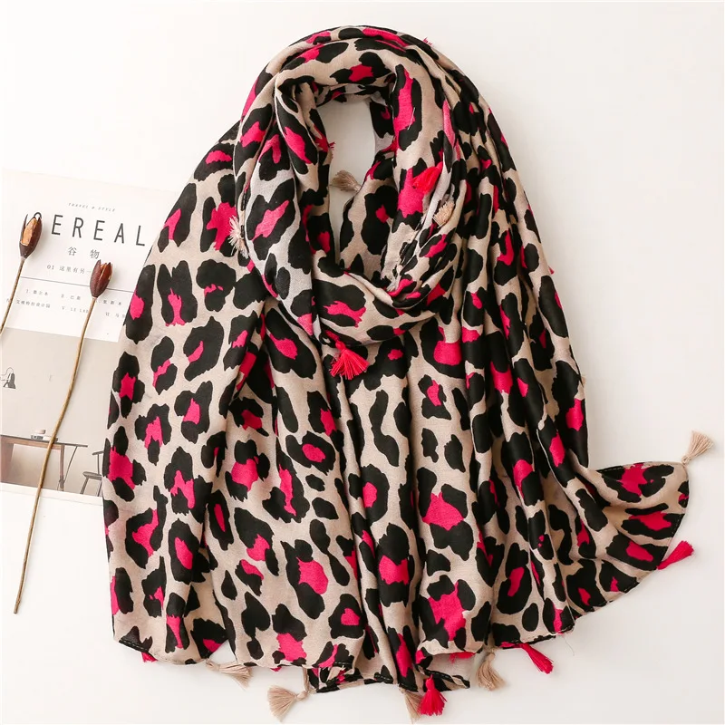 Top Trends: Women Luxury Brand Viscose Scarf Sexy Leopard Floral Tassel Shawl Autumn Winter Wrap Pashminas Stole Muslim Hijab Sjaal 180*90Cm Shoppable Styles