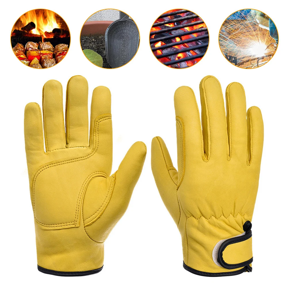 Top Trends: Work Gloves Sheepskin Leather Workers Work Welding Safety Protection Garden Sports Motorcycle Driver Wear-resistant Gloves Shoppable Styles