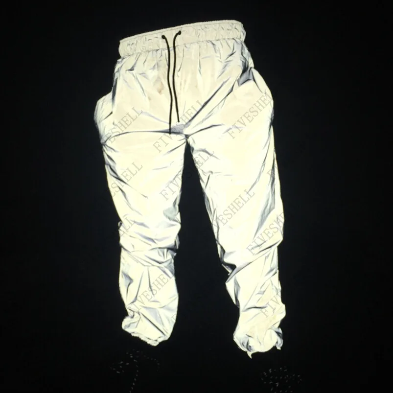 Top Trends: 2023 Fashion Reflective Pants Men Hip Hop Dance Fluorescent Trousers Casual Streetwear Night Sporting Jogger Pants Gray Shoppable Styles