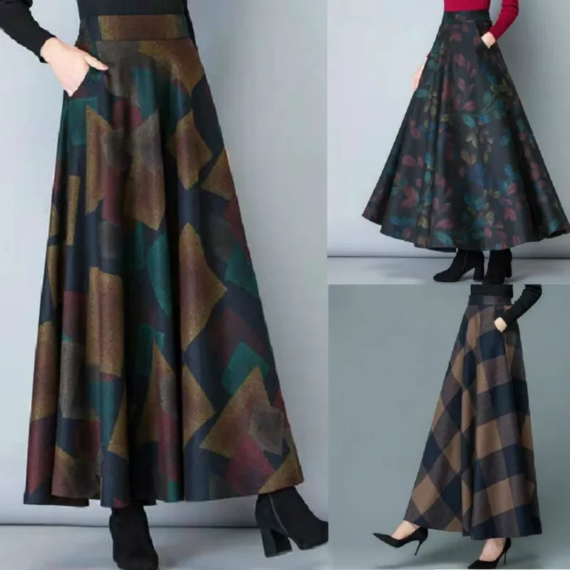 Top Trends: New Autumn And Winter Plus Size Wool Plaid Skirt A-line Skirt Plus Size Women's Skirt Women's Clothing Shoppable Styles