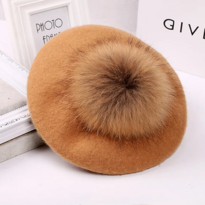 Top Trends: 2021 Fashion Winter Children Wool Soft Beret Caps Autumn Women's Casual Polyester Fur Pom Pom Beret Caps Hats Gorras Shoppable Styles