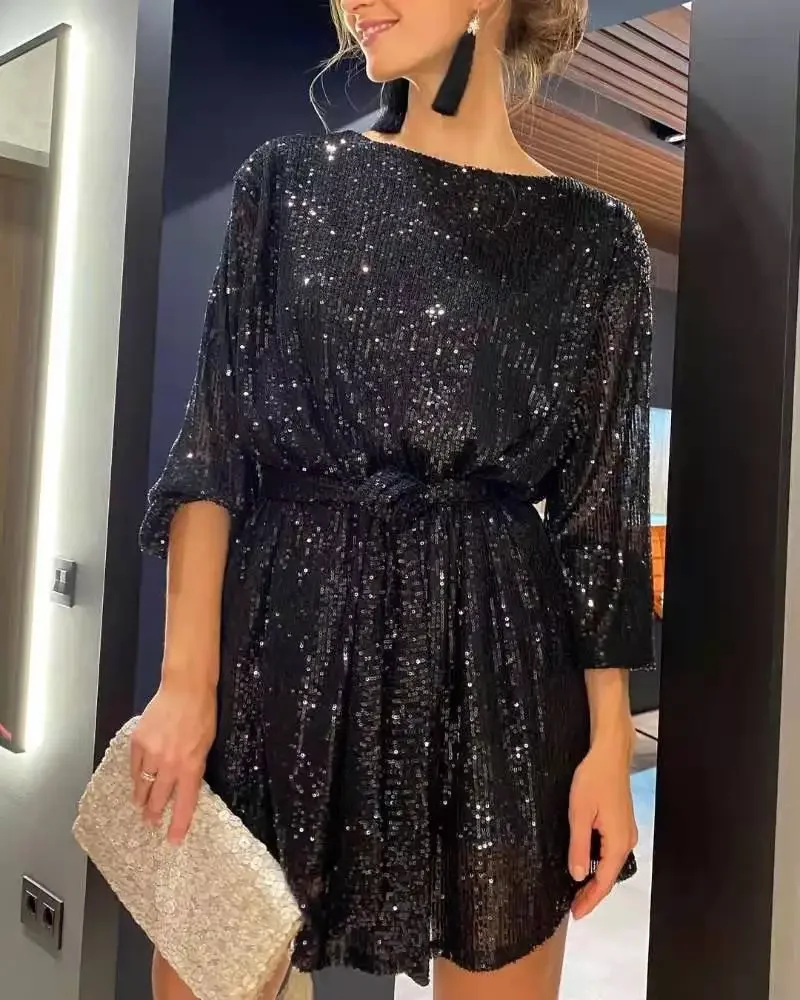 Top Trends: 2023 New Women&#039;s Holiday Party Cocktail Party Sparkling Beaded Dress Fashion Temperament Elegant Sexy Sequined Evening Dress Shoppable Styles