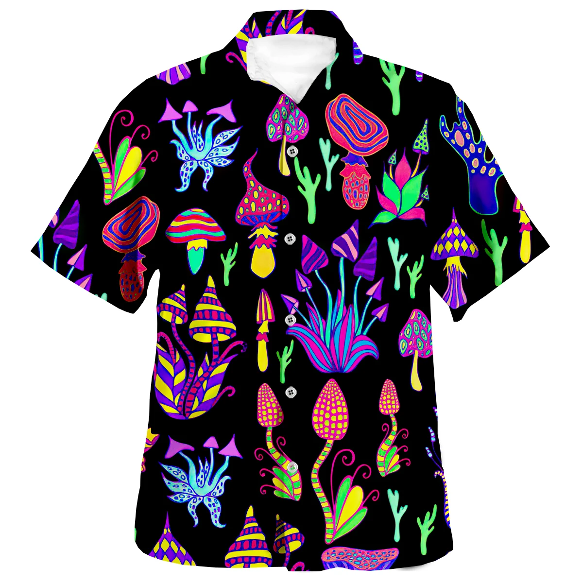 Top Trends: 2022 Summer Men's Hawaiian Shirts Psychedelic Mushroom Print Loose Breathable Short Sleeve Party Beach Shirts Shoppable Styles