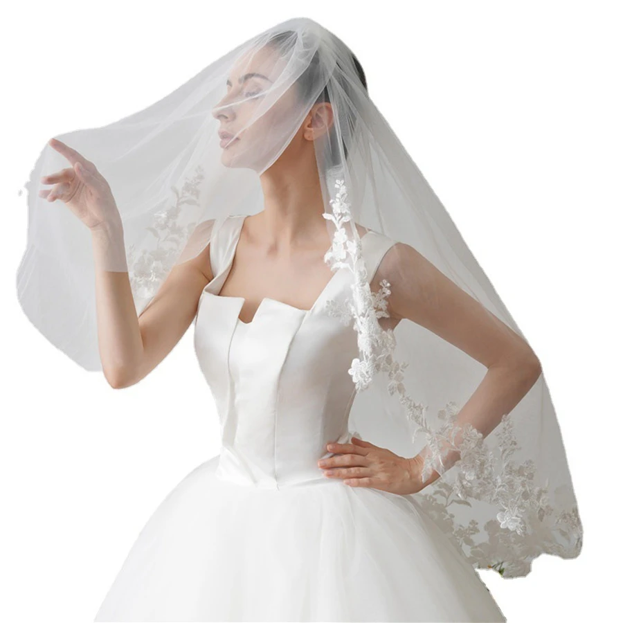 Top Trends: New Arrival Short Wedding Veils For Bride Velos De Novia Mariage Wedding Accessories Welon Matrimonio Ivory Bridal Veils Shoppable Styles