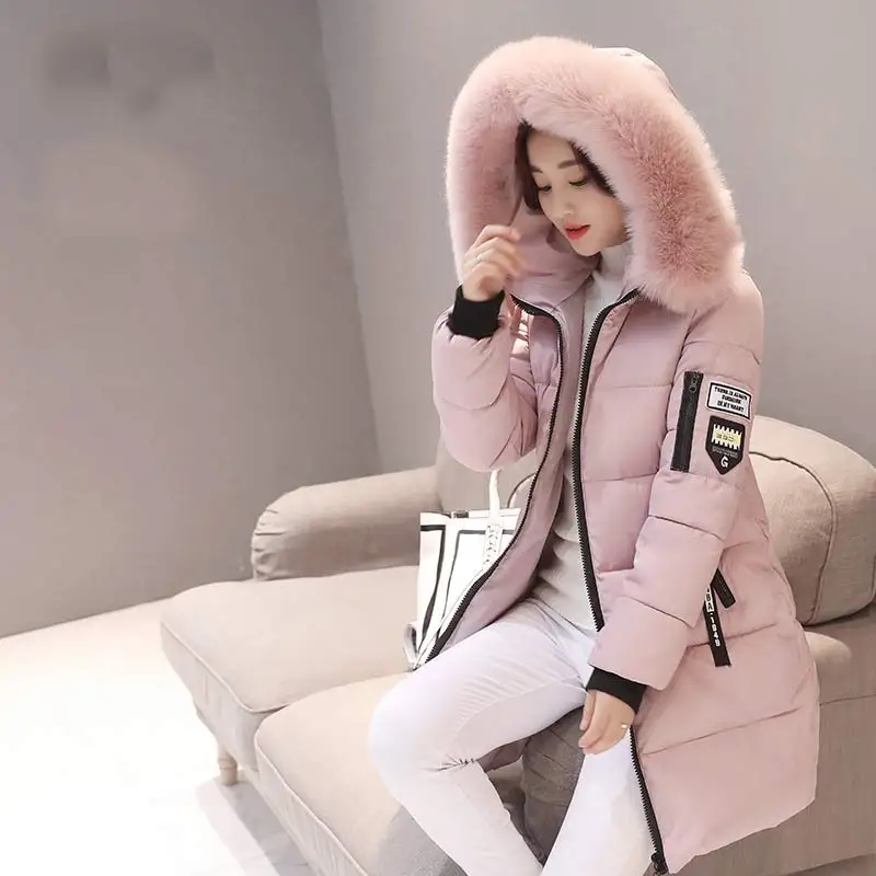 Top Trends: 2023 Women&#039;s Down Parkas Winter Jacket Big Fur Collar Thick Slim Coat Fashion Hooded Cotton Outerwear Long Winter Woman Coat Shoppable Styles