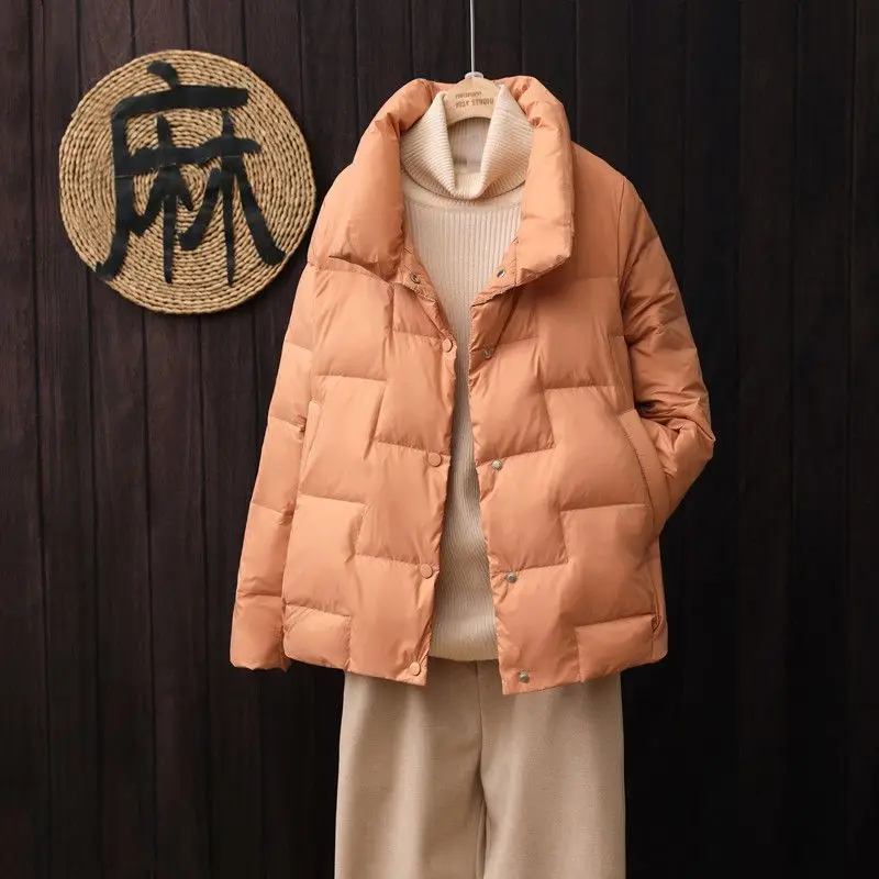 Top Trends: Autumn Winter White Duck Down Jacket Women Coat Baggy Outwear Stand Collar Elegant Top Frivolous Down Coat Short Overcoat New Shoppable Styles