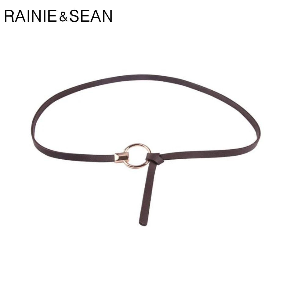 Top Trends: RAINIE SEAN Women Belt Thin Self Tie Leather Belt Women Red Yellow Khaki Brown Black Pink Fashion Ladies Belts Shoppable Styles