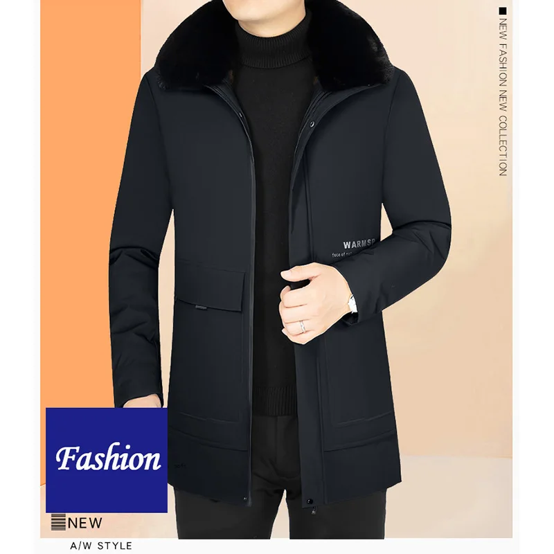 Top Trends: Winter Parka Warm Fur Collar Men Plush Cotton-padded Jacket 2023 Detachable Fur Collar Windproof Outwearing Black Padded Coat Shoppable Styles