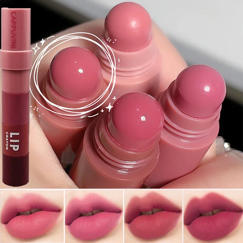 Top Trends: 4pc / set Matte Lipstick Pen Velvet Rose Purple Lip Tint Combo Long Lasting Waterproof Non-stick Cup Lip Gloss Set Cosmetic Kit Shoppable Styles