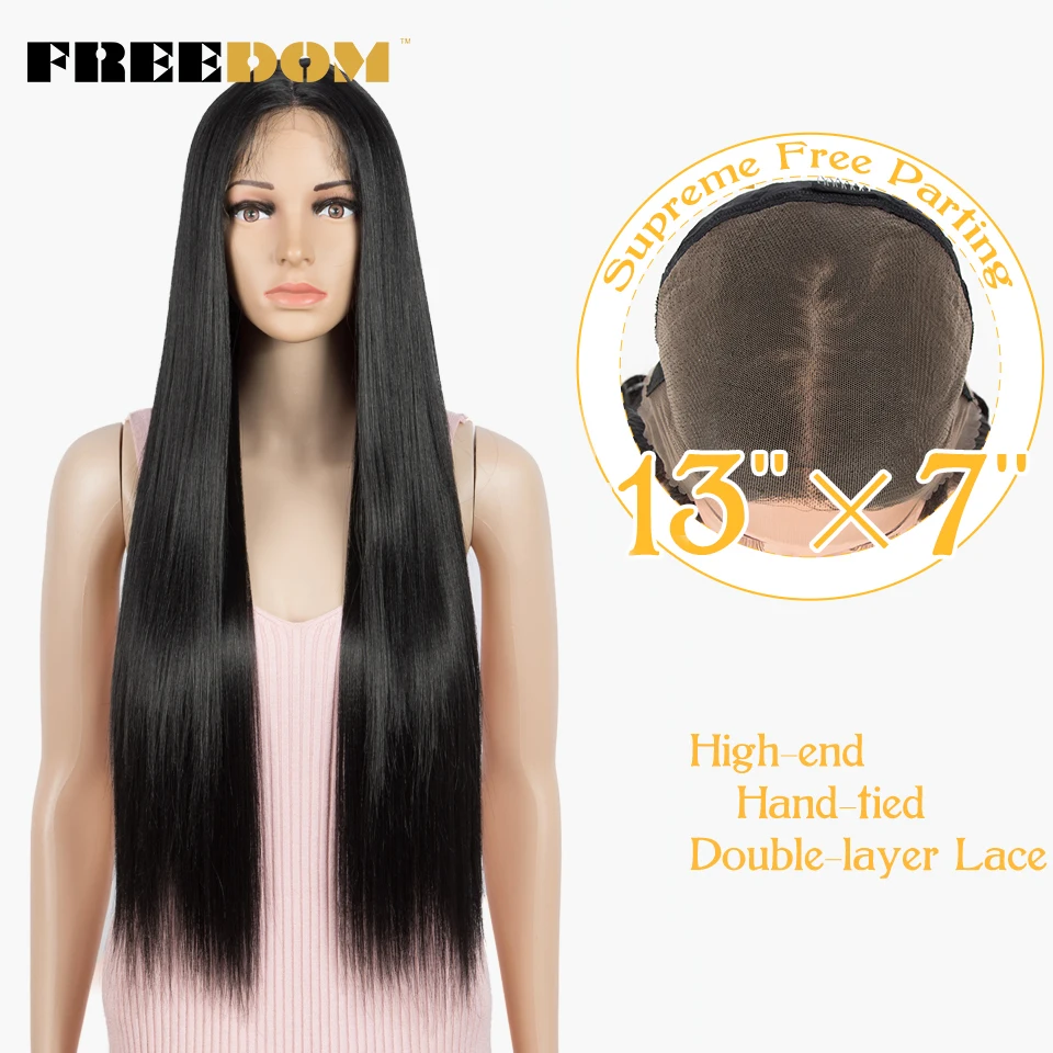 Top Trends: FREEDOM Synthetic Lace Front Wigs For Women 13x7 Long Straight Lace Front Wig 30 Inch Free Part Natural Cosplay Lace Wigs Shoppable Styles