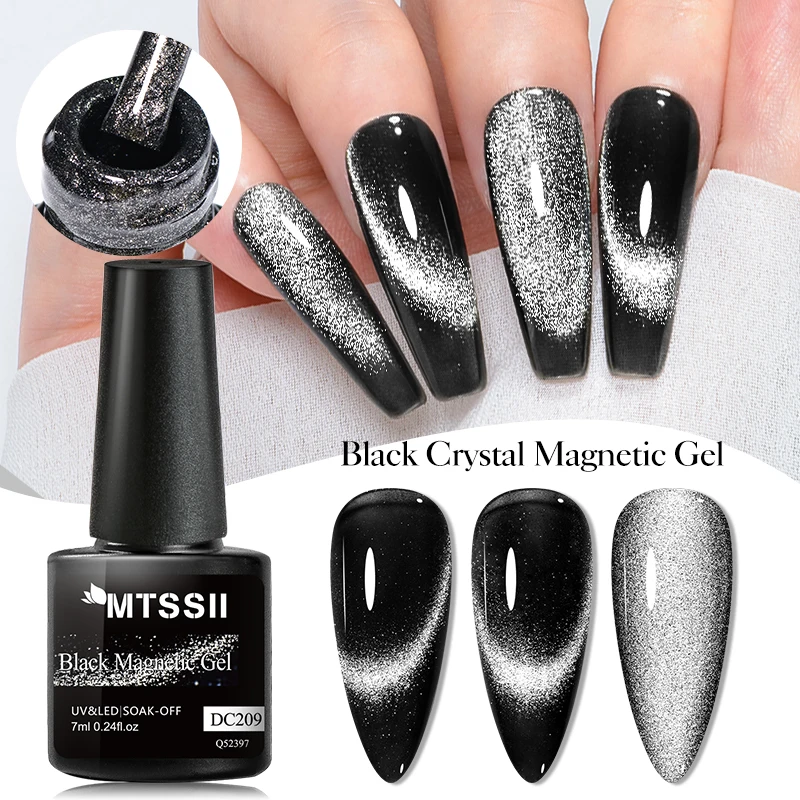 Top Trends: Mtssii 9D Black Crystal Cat Magnetic Gel Nail Polish Sparkling Glitter Chameleon Semi Permanent Soak Off Nail Art Gel Varnish Shoppable Styles