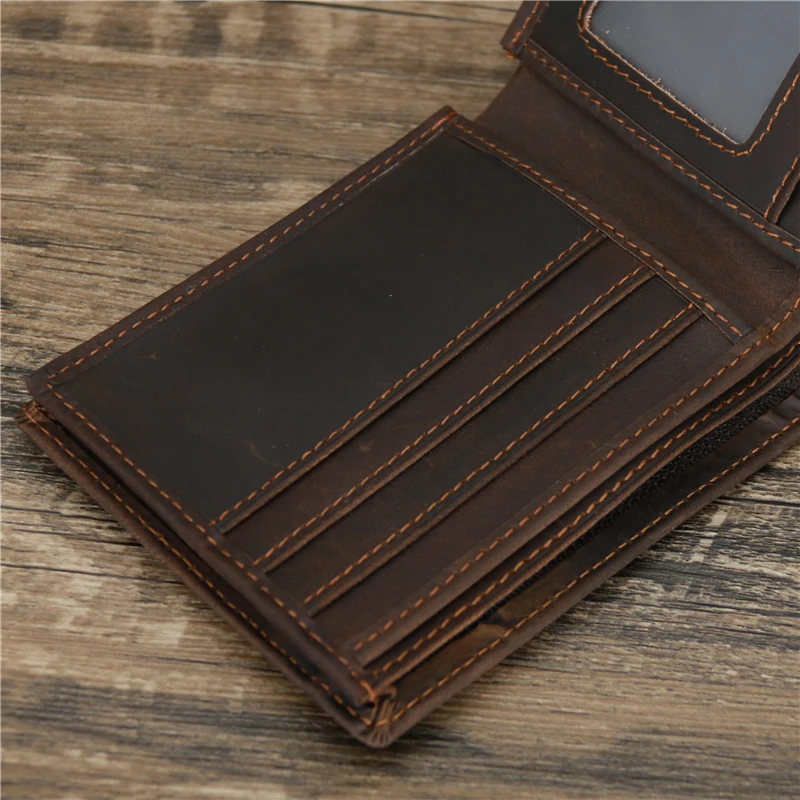 Top Trends: Retro Men's Short Wallet First Crazy Horse Leather Multi-Function Multi-Card Wallet Coin Purse Casual Business All-Match Shoppable Styles - Image 5