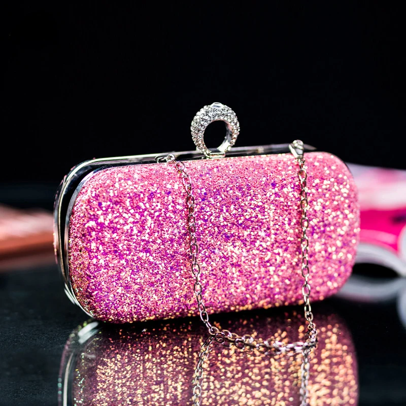 Top Trends: Evening Pink Clutch Designer Bags Women Luxury 2023 Purse Bling Sequins Handbag New Fashion Shoulder Crossbody Small Phone Bag Shoppable Styles