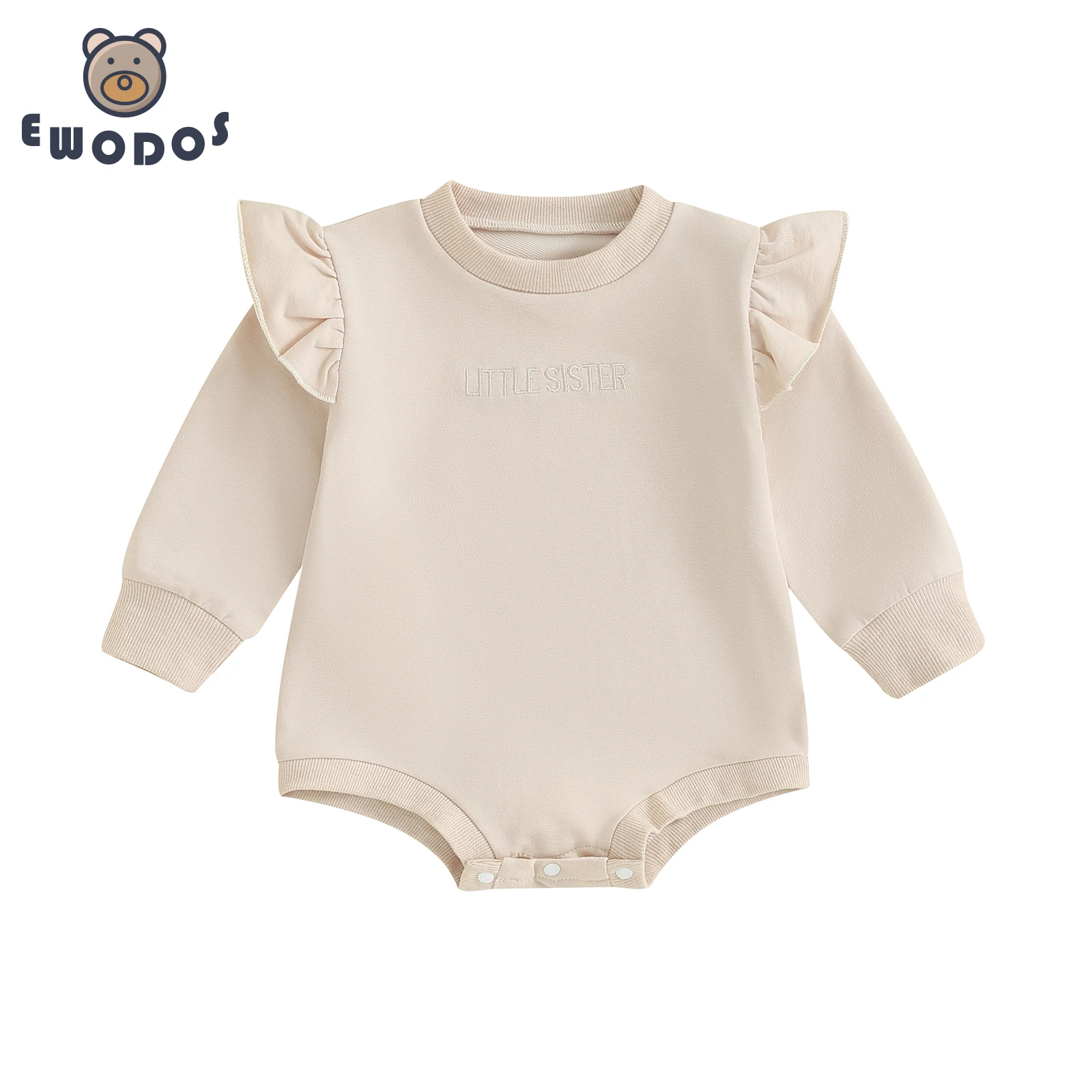 Top Trends: EWODOS Infant Baby Girls Fall Sweatshirt Jumpsuit Bodysuits Letter Embroidery Round Neck Flying Sleeve Bodysuits Toddler Clothes Shoppable Styles