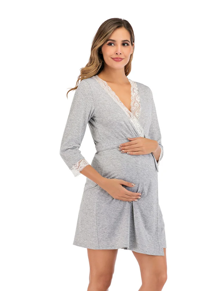 Top Trends: Maternity Robe For Hospital Nightgown Pregnant Women Nursing Nightwear Pajama Lace Sleepwear Breastfeeding Gown Bathrobe Mothers Shoppable Styles