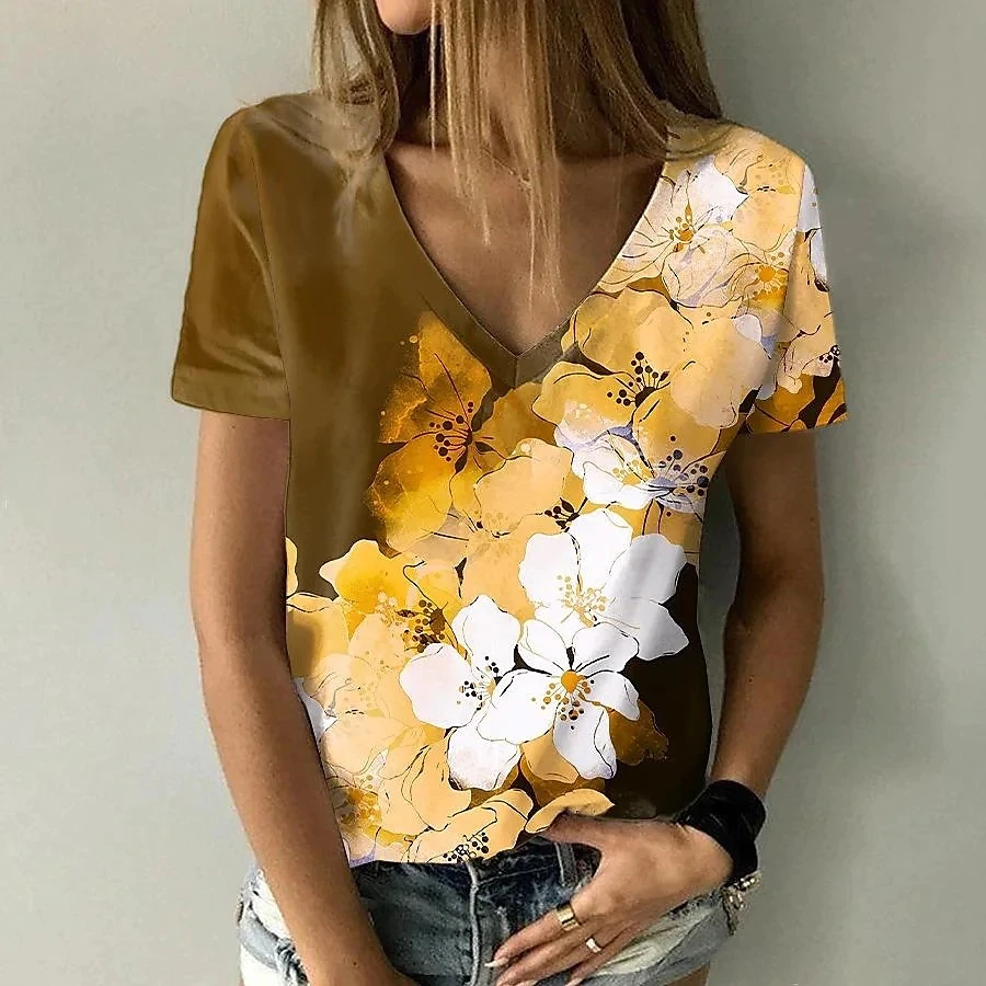 Top Trends: Fashion T-shirts For Women 3d Flower Printed Tops Tees Summer Women's Tshirt Vintage Short Sleeves Top Women's Oversize T-shirt Shoppable Styles - Image 3