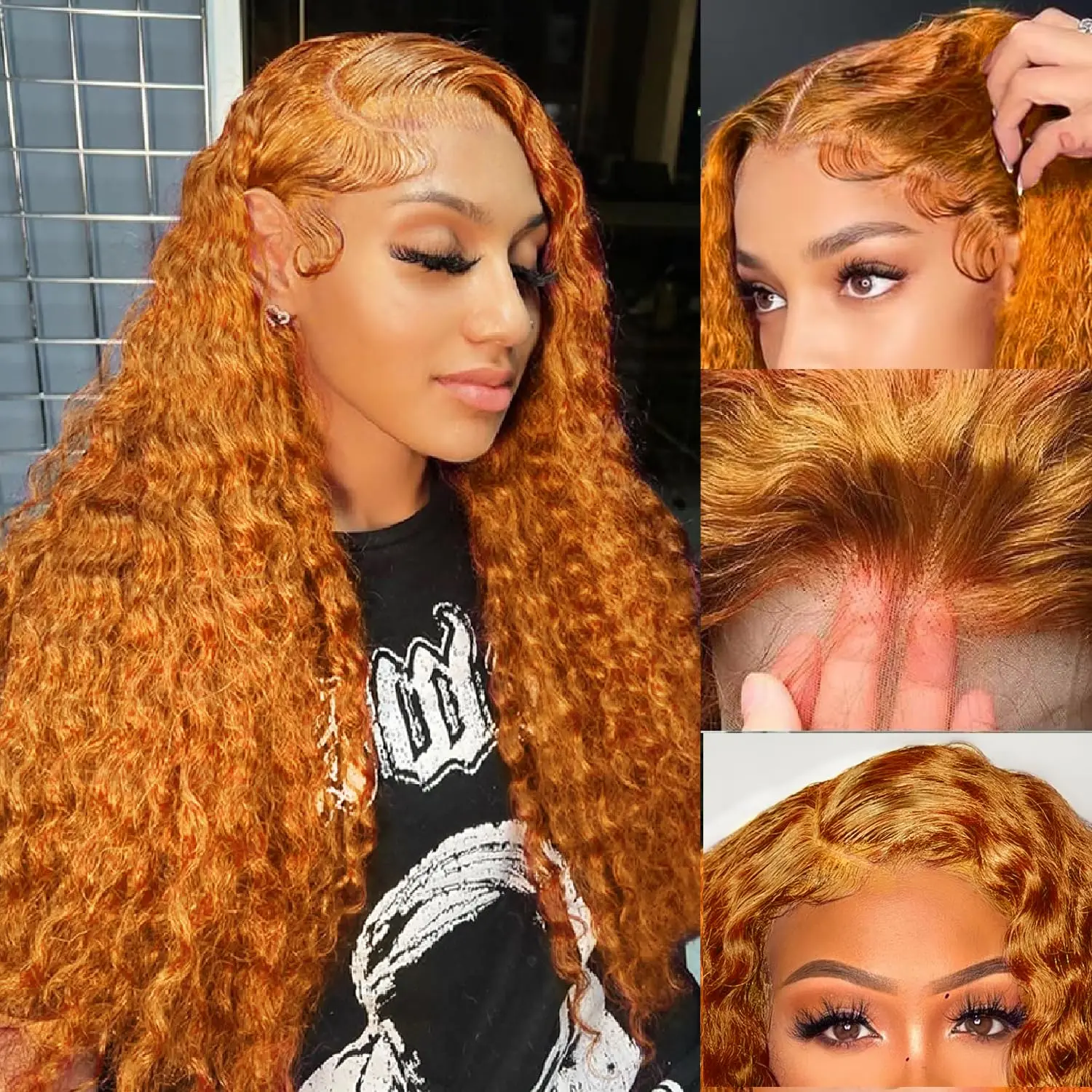 Top Trends: Ginger Curly Lace Front Wig Human Hair With Baby Hair For Brazilian Black Women Orange Deep Wave Human Hair Wigs 16-30inch Shoppable Styles