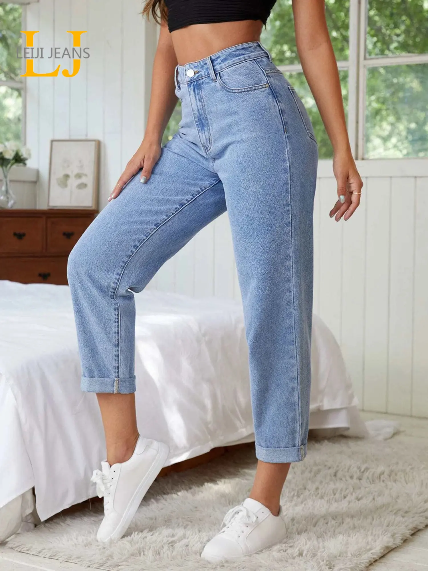 Top Trends: Plus Size Jeans For Women Light Blue Harem Jeans Women High Waist Stretchy Ankle Jeans 100 Kgs Spring And Summer Jeans For Mom Shoppable Styles