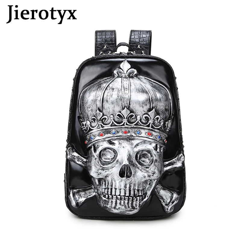 Top Trends: JIEROTYX Vintage Punk Backpacks For Women And Men 3D Pirate Skull Crown Bags Cartoon School Handbags Knapsack For Teenage Travel Shoppable Styles