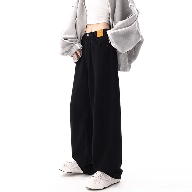 Top Trends: Y2K Black Baggy Straight Jeans Women Korean Fashion Streetwear High Waist Wide Leg Denim Pants Female Loose Mopping Jean Trouser Shoppable Styles