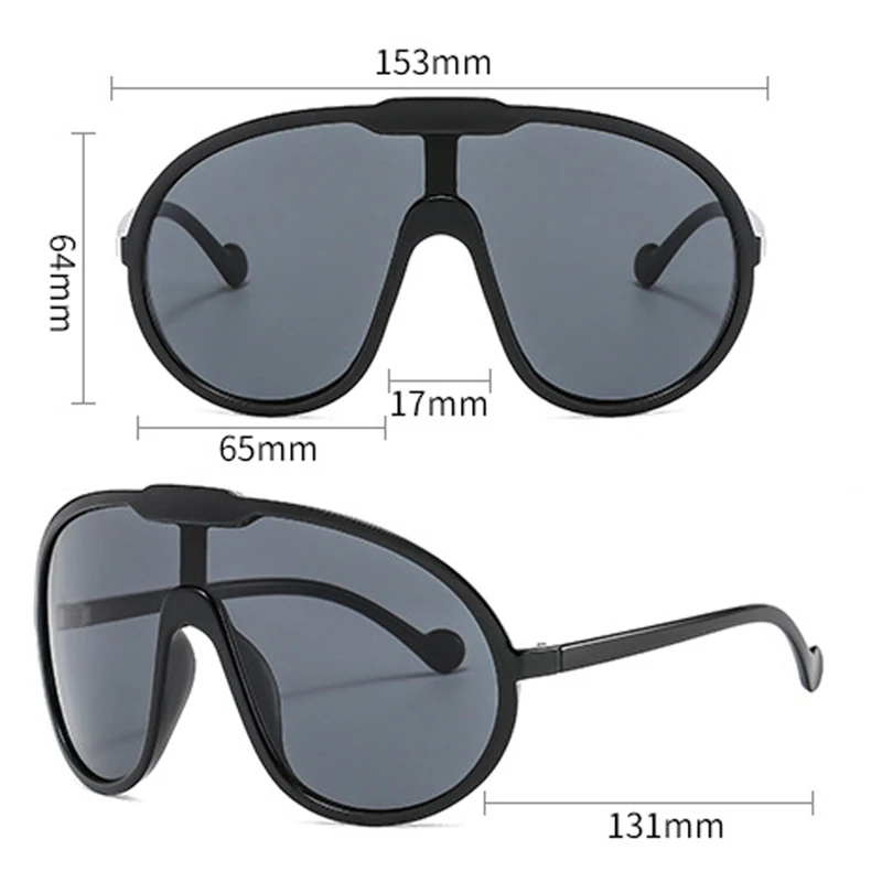 Top Trends: Integrated Conjoined Sunglasses Summer Oversized Hd Lens Shades New Y2K Vintage Round Sun Glasses Outdoor Uv Protective Goggles Shoppable Styles - Image 3