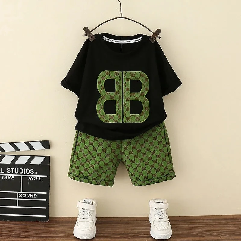 Top Trends: Summer Boys&#039; Clothing Set New Big Children&#039;s Set 2023 Baby Boys&#039; Letter Short Sleeve T-shirt Shorts 2 Piece Set Shoppable Styles