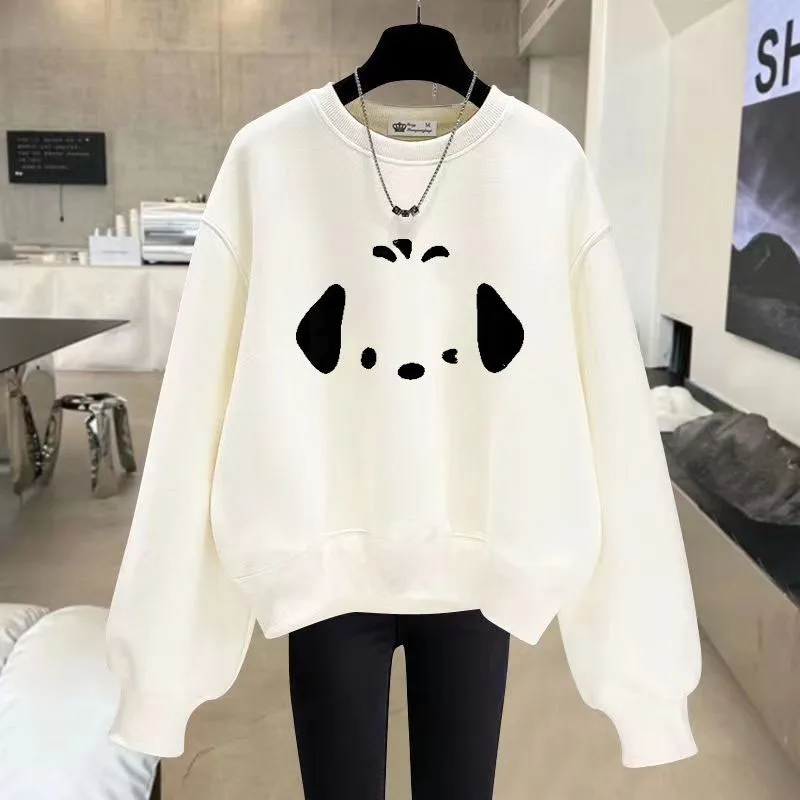 Top Trends: New Autumn / Winter Fashion Trend Korean Edition Plush Printed Round Neck Loose And Versatile Westernized Casual Women's Sweater Shoppable Styles