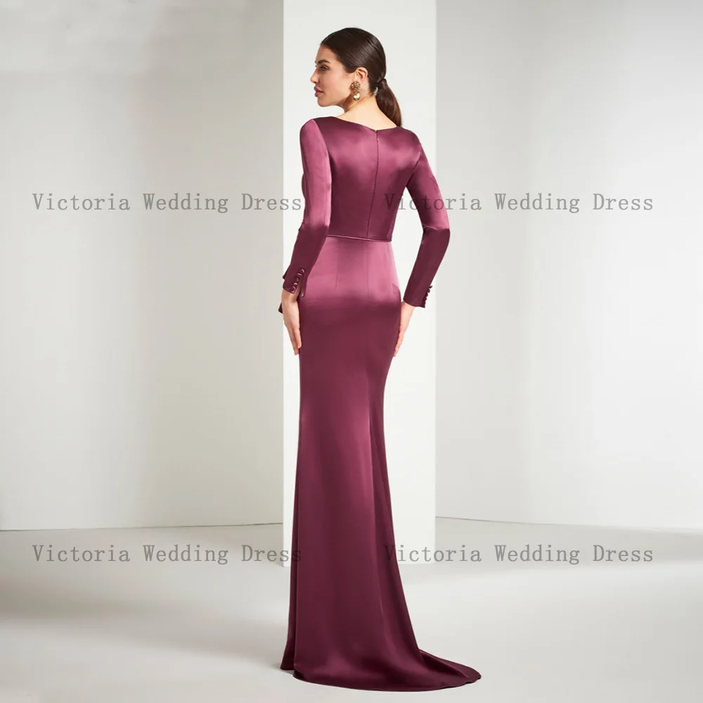 Top Trends: Elegant Mother Of The Bride Dresses V Neck Long Sleeves Satin Wedding Party Gowns Flowers Mermaid Floor-Length فساتين السهرة Shoppable Styles - Image 4