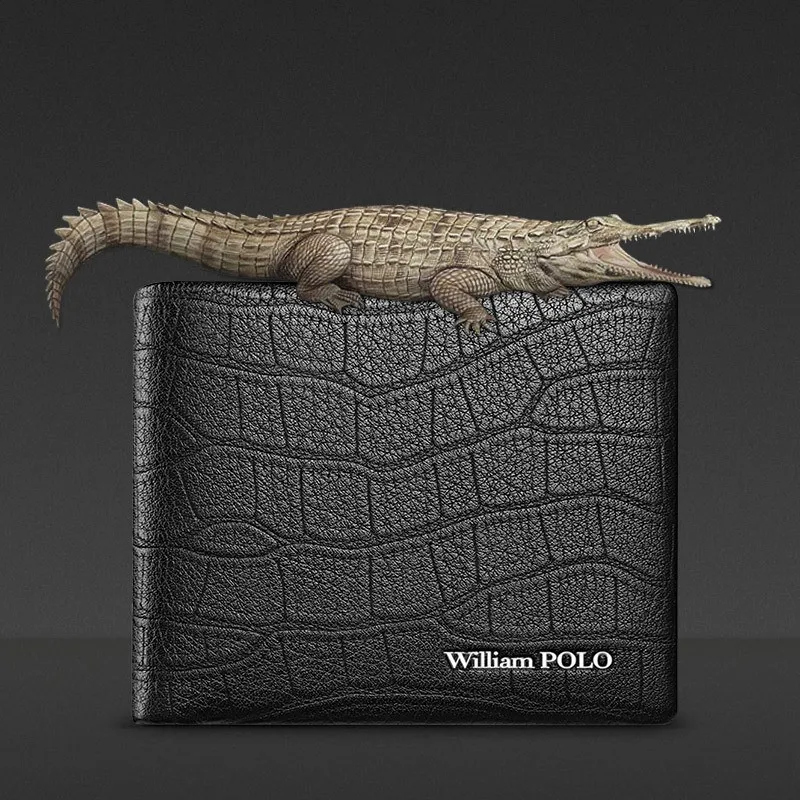 Top Trends: WILLIAMPOLO 100% Genuine Leather Wallet Men Crocodile Pattern Men Card Holder Wallet Real Cowhide Wallets For Man Shoppable Styles