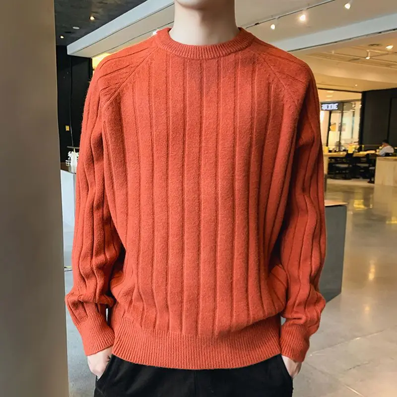 Top Trends: Fashion O-Neck Solid Color Knitted Casual Sweater Men&#039;s Clothing 2023 Winter New All-match Pullovers Loose Korean Tops Shoppable Styles