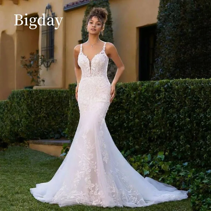 Top Trends: Elegant Mermaid Wedding Dresses Women Sweetheart White Open Back Lace Spaghetti Straps Bridal Gown Sweep Train Vestidos De Novia Shoppable Styles